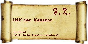 Héder Kasztor névjegykártya